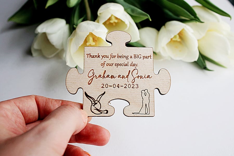 Wedding Favors Magnet, Wedding Decor, Puzzle Favors Magnet, Rustic Wedding