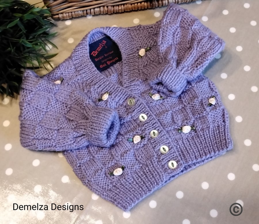 Baby Girls Lilac Flower Cardigan 3-9 months size