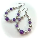 Lavender Quartz Beaded Hoop Earrings