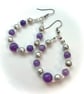 Lavender Quartz Beaded Hoop Earrings
