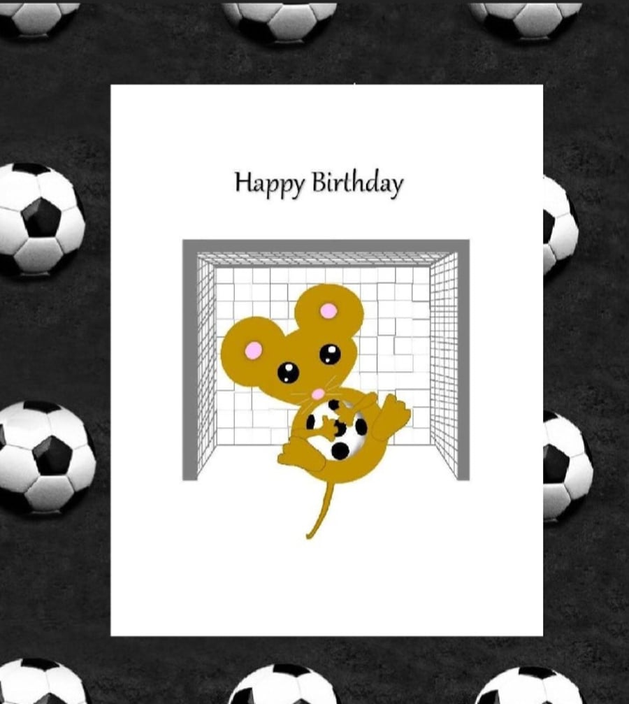 Goalkeeper Mouse Birthday Card 