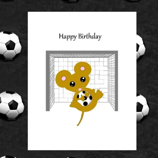 Goalkeeper Mouse Birthday Card 