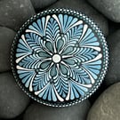 Blue Mandala Painted Rock Art Stone Acrylic Art Painting Hand Painted Unique