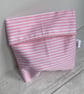 Snack bag in pink striped fabric. Reusable and eco-friendly