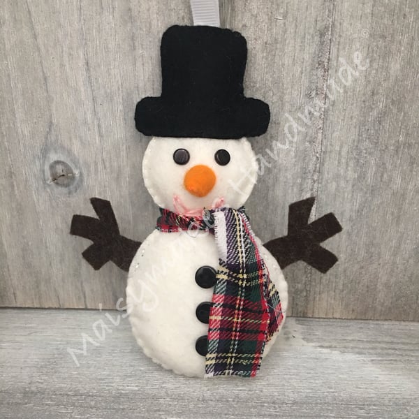 Snowman 100% Wool Felt Hanging Decoration