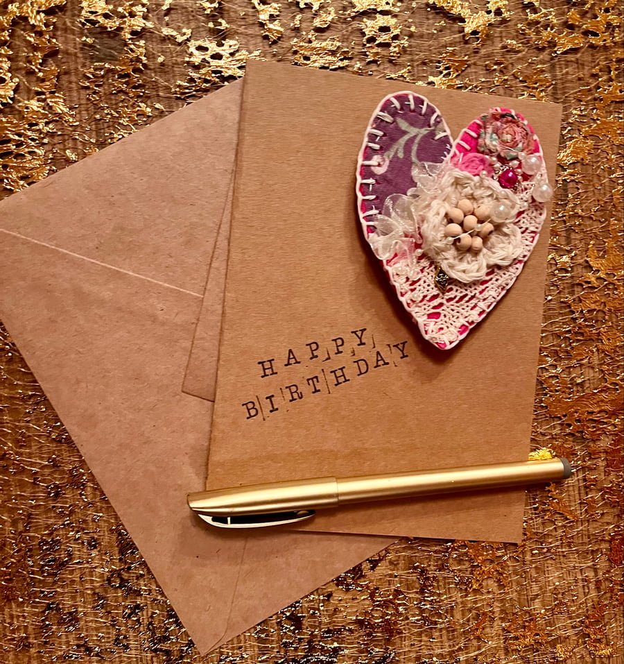 Keepsake Heart Card, Anniversary Card, Birthday Card, Occasions Card, Brooch 