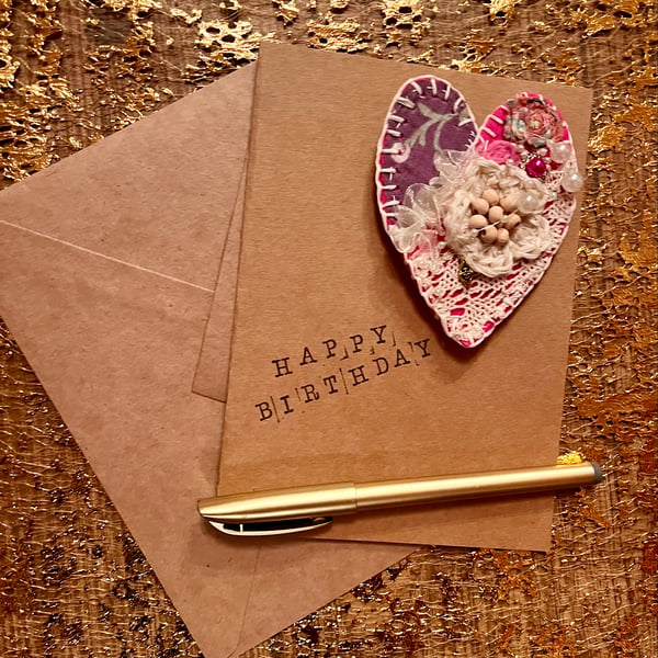 Keepsake Detachable Heart Brooch Card, Anniversary, Birthday, Personalise 