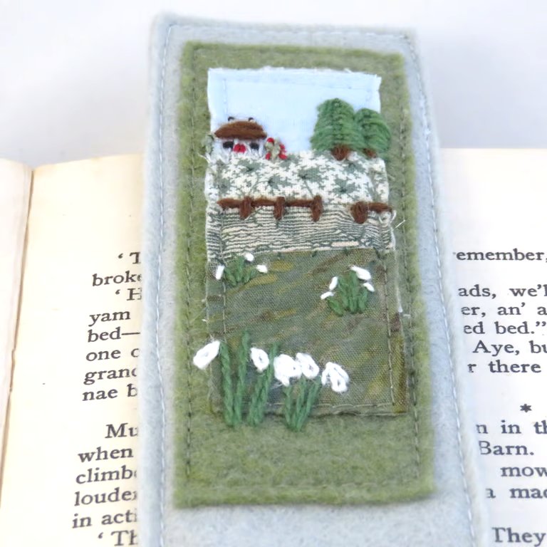 Snowdrops Bookmark - Embroidered and Appliqued