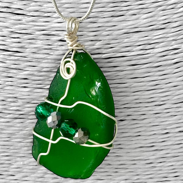  Seaglass Pendant on sterling silver chain