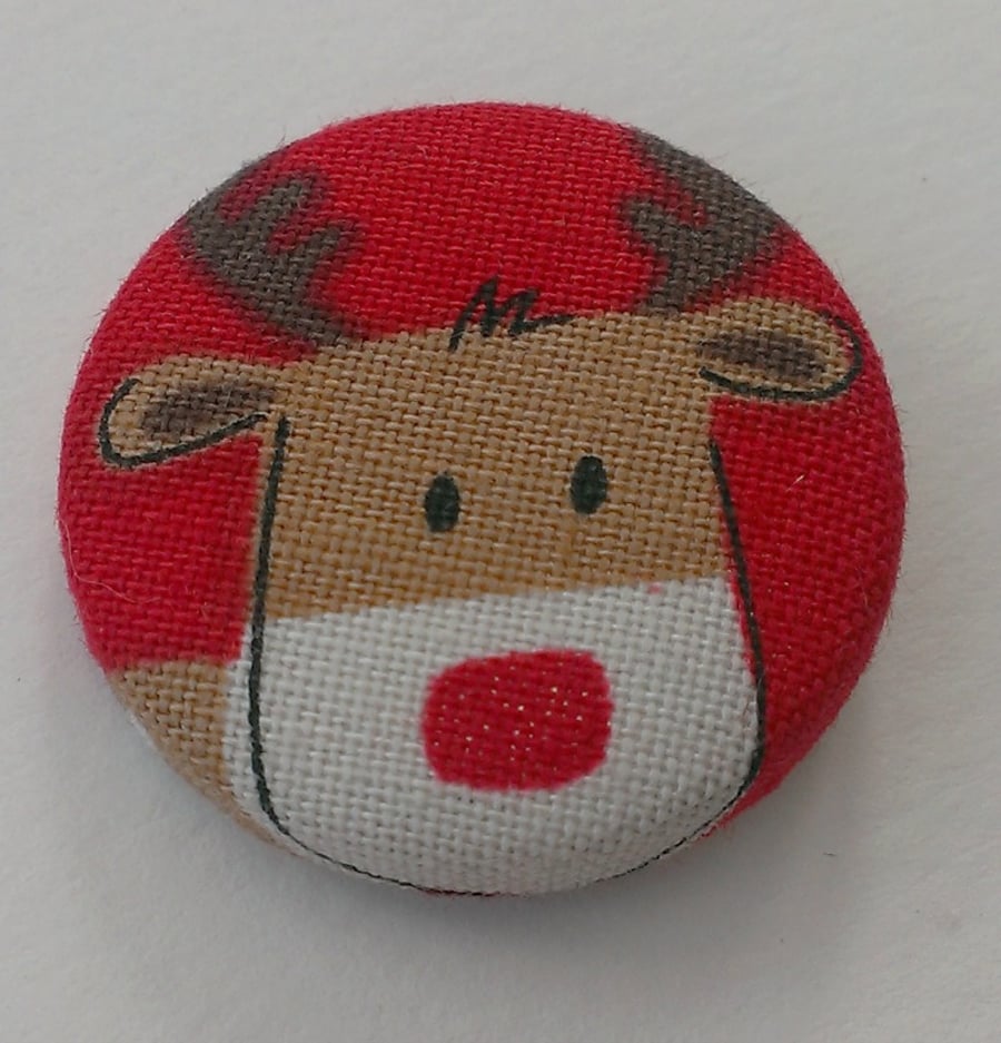 Red Nose Reindeer Christmas Fabric Badge