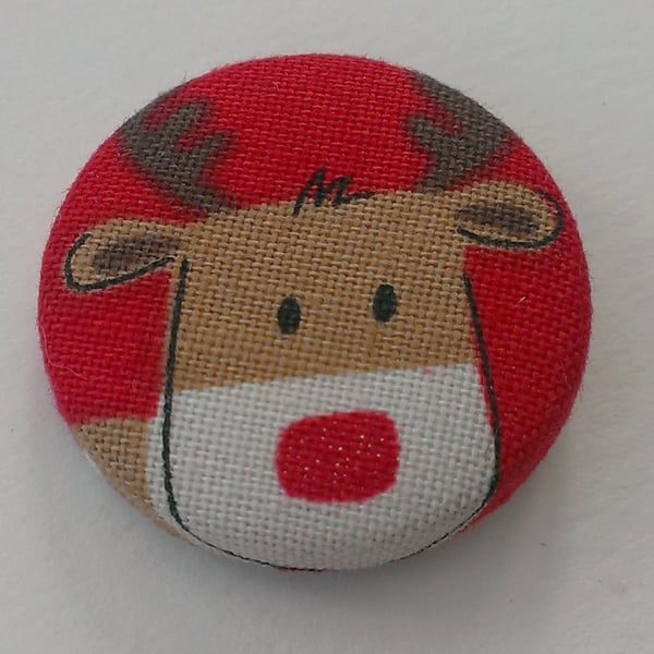 Red Nose Reindeer Christmas Fabric Badge
