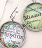 Bespoke Map Earrings - You choose map location, Silver Round Dangle Earrings  - Image 4