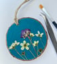 Real Pressed Flower Hand Painted Wood Slice Hanging Decoration