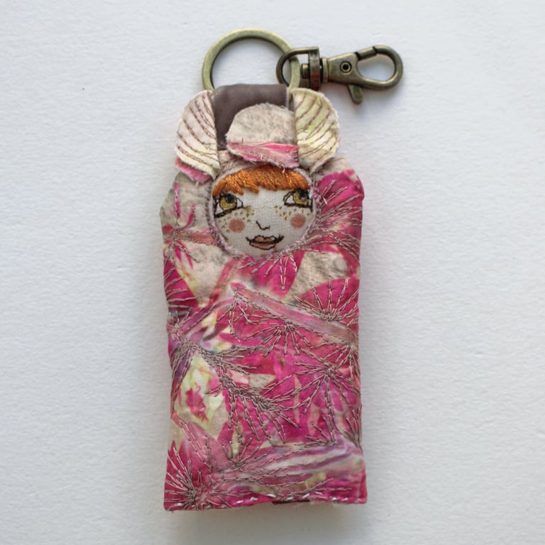 Dora, original printed and embroidered keychain