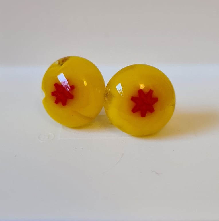Yellow fused glass stud earrings