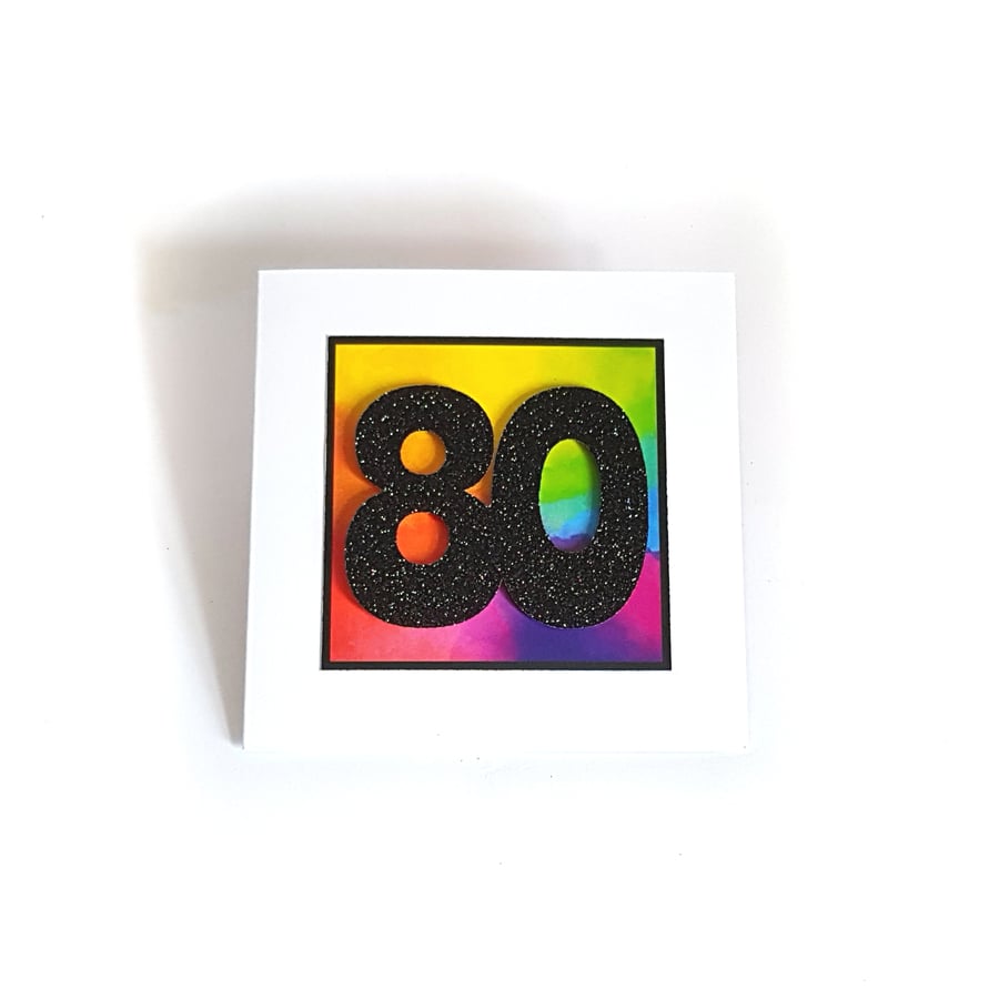 Age 80 - 80th Birthday Rainbow Card