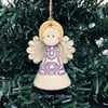 Teeny little ceramic angel Christmas angel Lilac