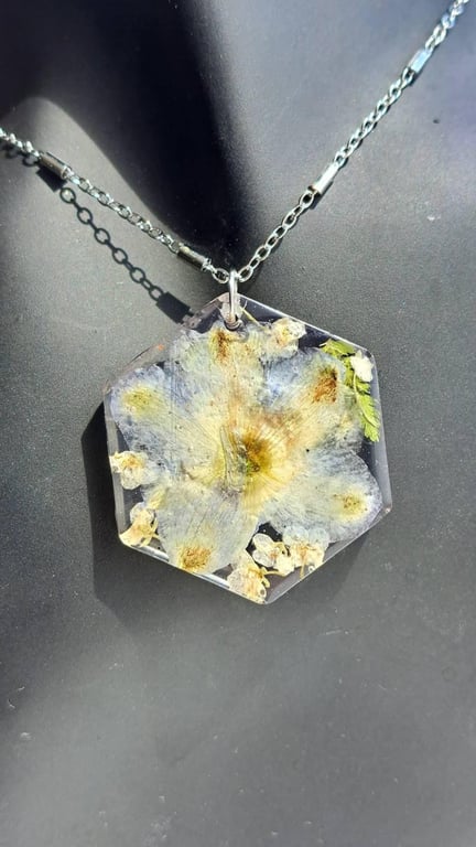  Real Pansy Pressed Flower Resin Necklace