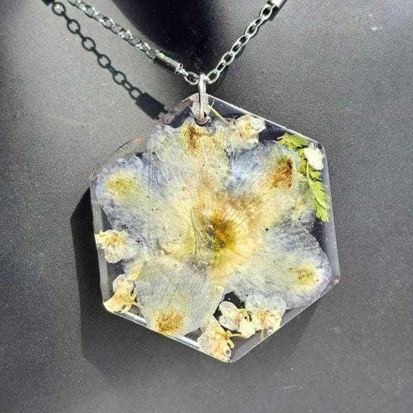  Real Pansy Pressed Flower Resin Necklace