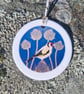 Goldfinch on Teasels Ceramic Hanging Bauble 