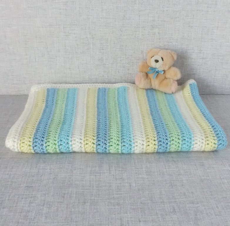 Baby blanket, crocheted blanket, striped blanket