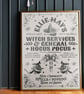 Personalised Witch Art Print - Magical Vintage Gift for Her
