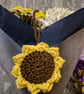 Crochet sunflower 2 in 1 water bootle holder. 