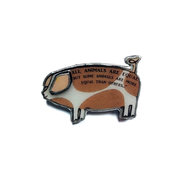 Literary Animal Farm Orwell Pig Brooch by EllyMental