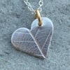 Art Clay Silver Heart Pendant With Leaf Pattern