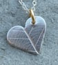 Art Clay Silver Heart Pendant With Leaf Pattern - Image 1