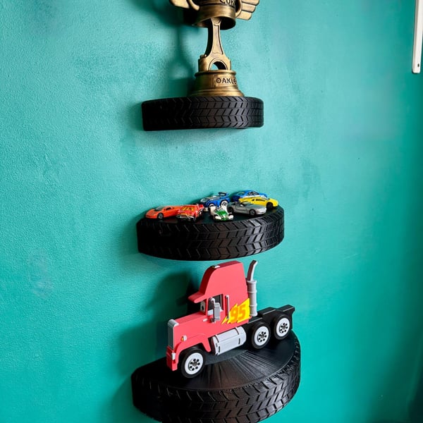 Tyre Shelves - 3D Printed Cars Themed Decor - Shelf Display