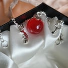 Gothic red and silver ball bracelet 