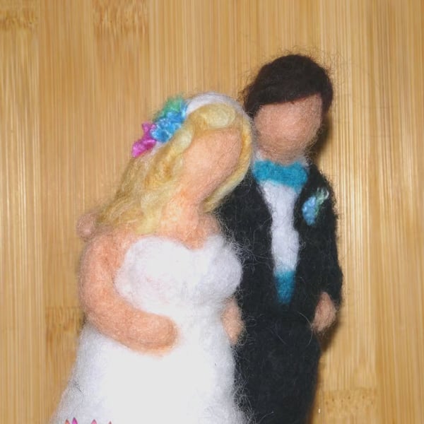 Custom made Needle felted Wedding Couple Figure
