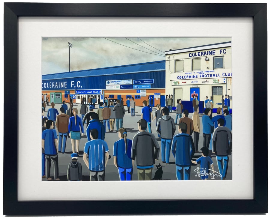 Coleraine F.C The Showgrounds. High Quality Framed, Football Art Print