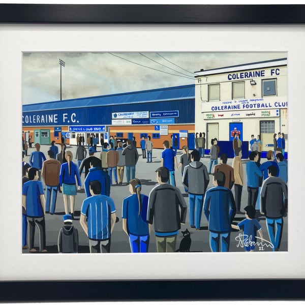 Coleraine F.C The Showgrounds. High Quality Framed, Football Art Print