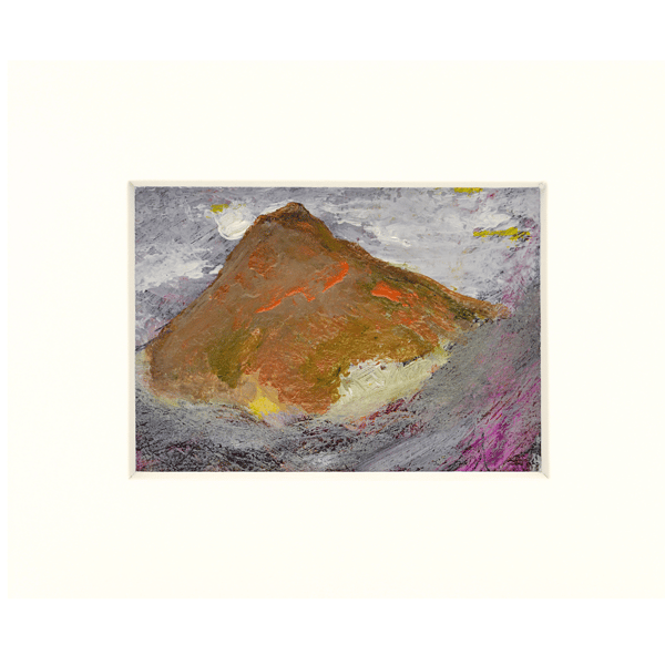 A mounted, small painting - Scottish mountain - Bennachie - collectible