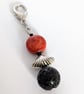 Beaded Charm For Planner Or Journal: Burnt Orange and Black, Tibetan Silver