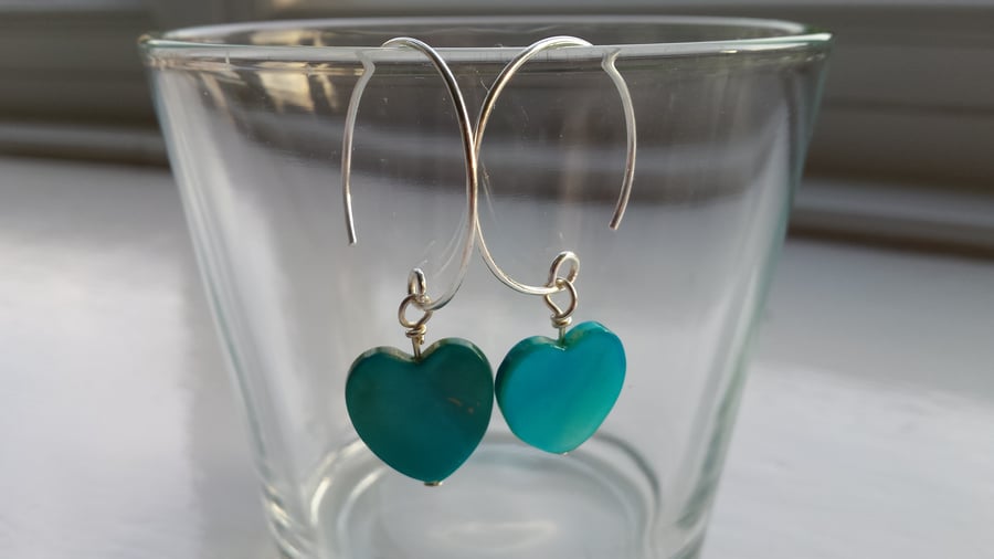 Turquoise Shell Heart and Hoop Earrings
