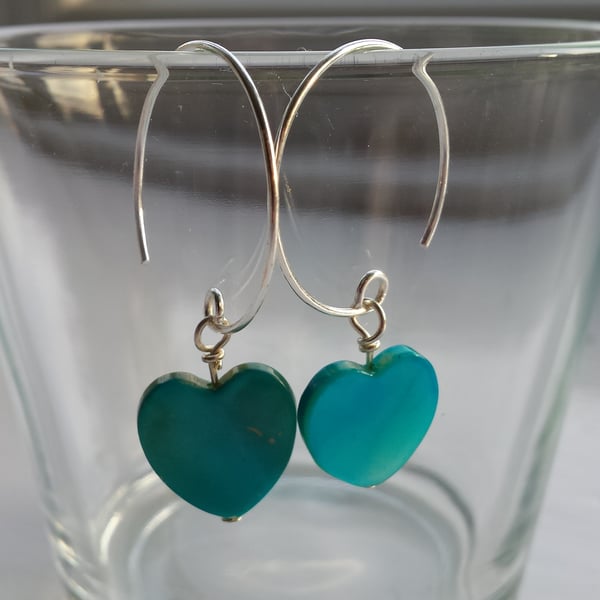 Turquoise Shell Heart and Hoop Earrings