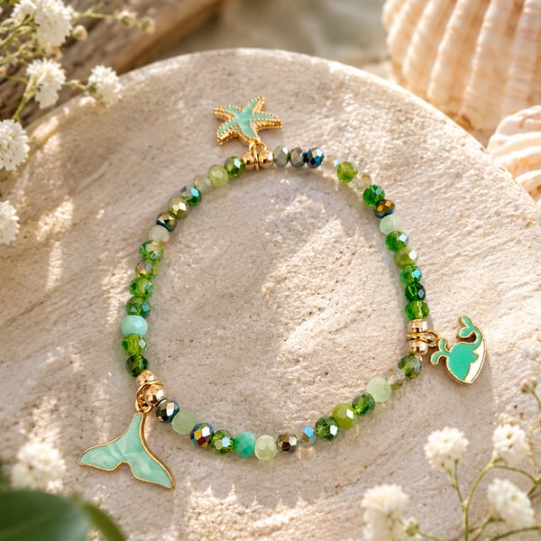 Ocean - inspired Handmade Beaded Bracelet 