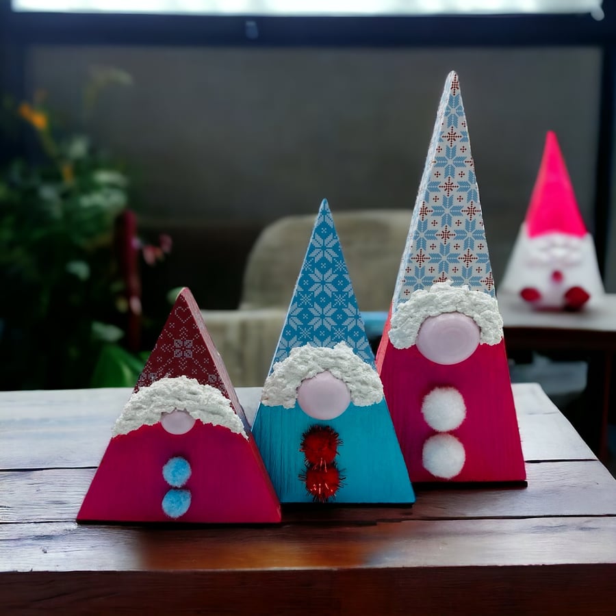 Wooden Christmas Scandi Gnomes, set of 3 festive decorations