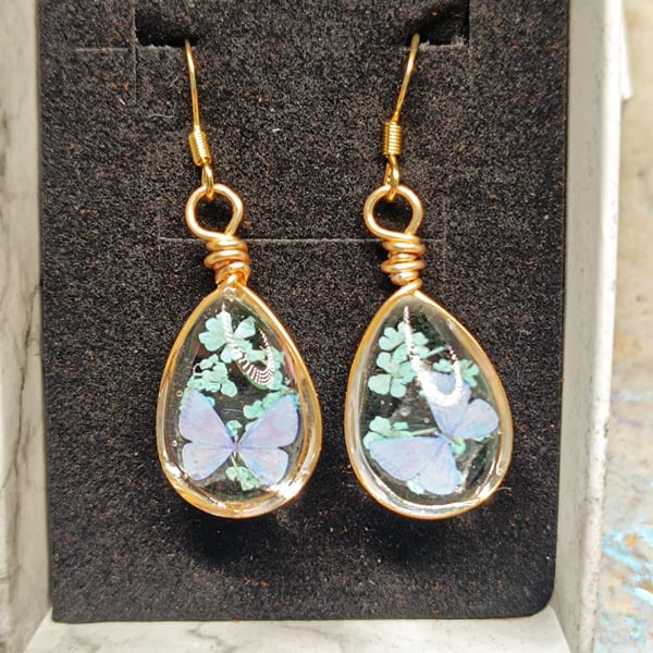 Pressed Flower Teardrop Earrings