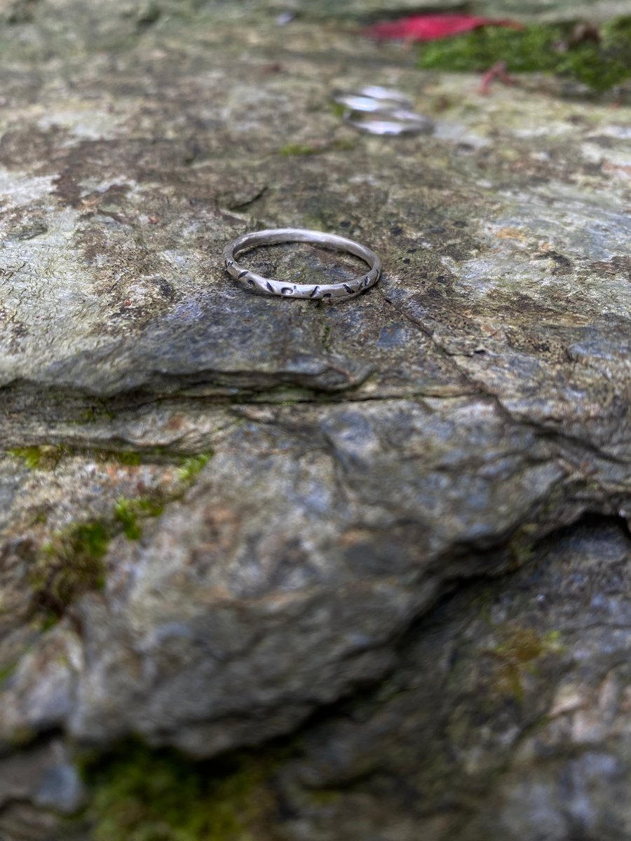 Sterling silver ring, silver ring band, patterned silver stacking ring