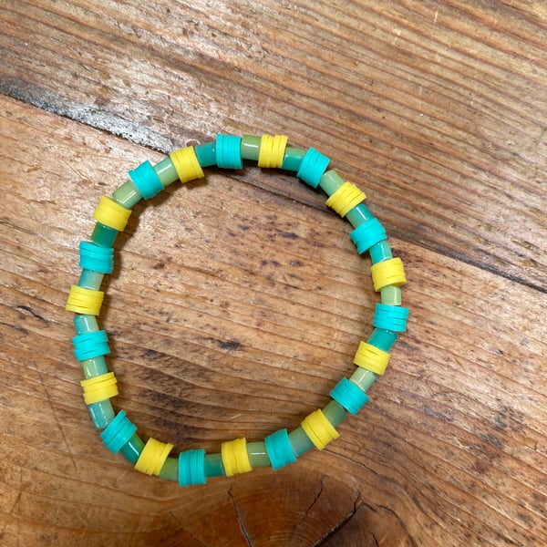 Turquoise and Yellow Bracelet (538)