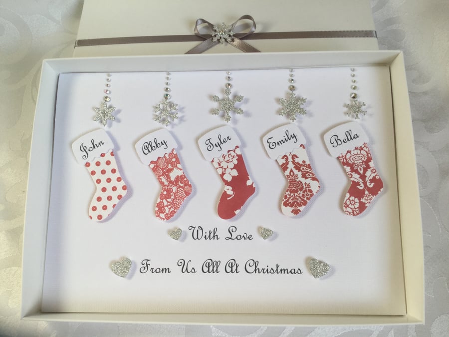 Personalised Handmade Family Christmas Card Gift Boxed Grandparents Any Message