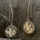 Playful Sterling Silver Earrings, Yes No?