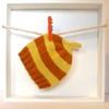 Baby Hat in Marmalade Orange & Lemon Yellow Stripes Size 3 - 6 Months 