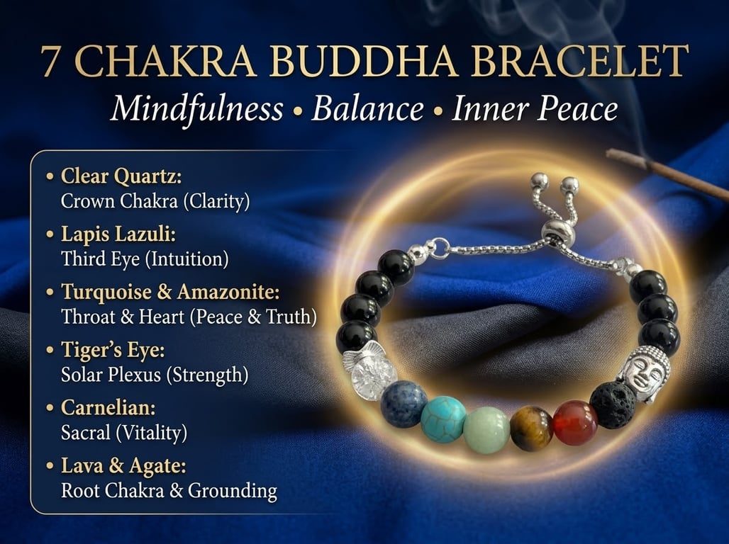 7 Chakra Buddha Bracelet – Mindful Healing & Inner Balance