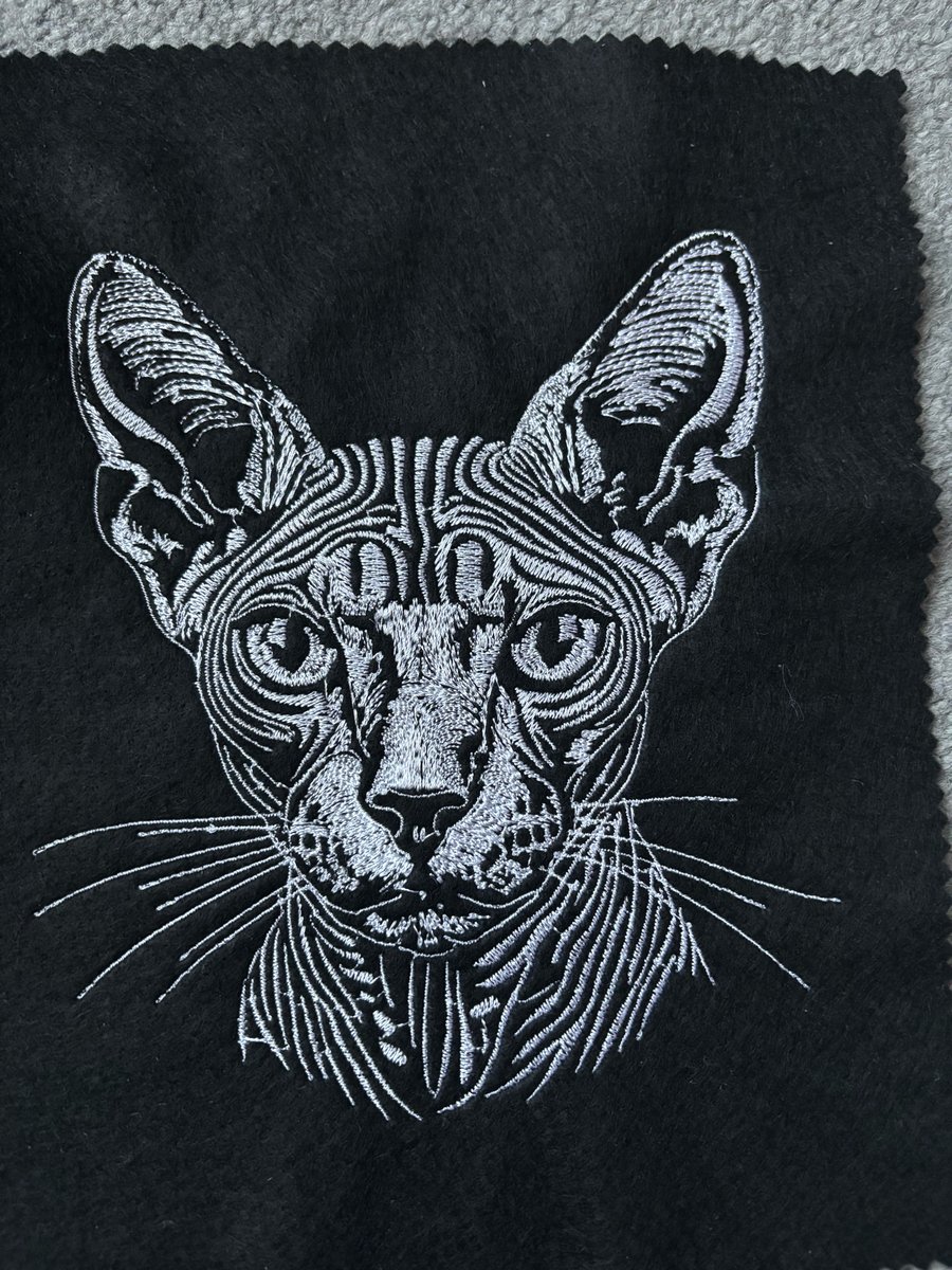 Sphynx cat tote bag in black Embroidered 