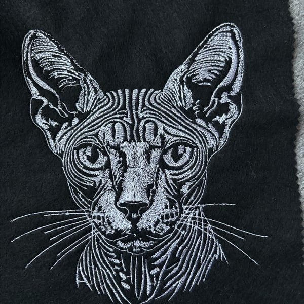 Sphynx cat tote bag in black Embroidered 